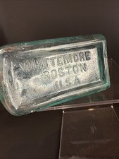 ANTIQUE SHOE POLISH BOTTLE WHITTEMORE BOSTON USA EMBOSSED 5-1/2" 1870-1930