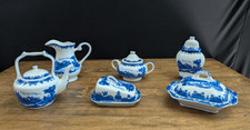 Mini Blue Willow Style Porcelain Tea Set Decorative 6 Pc Dollhouse Display - B-5
