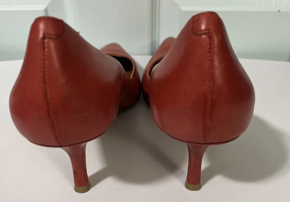 Bronx Women High Heel Pumps Sz. EU 49 U.S. 9-9.5 Coral Pointed Toe Leather Upper - Image 3 of 4