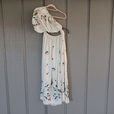Farm Rio Pitanga One Shoulder Embroidered Cutout Dress Size S Boho Linen Blend