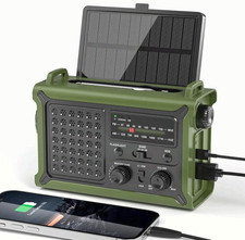 Solar Emergency Radio 12000mAh AM/FM NOAA, Flashlight, SOS Charger