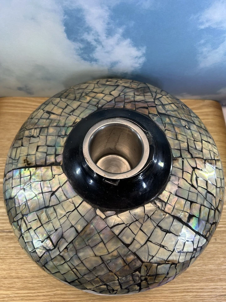 Mosaico Abulón Shell Cerámica Exterior Mesa Antorcha De Colección Marca Tike Fire Bowl Foto 3 de 4