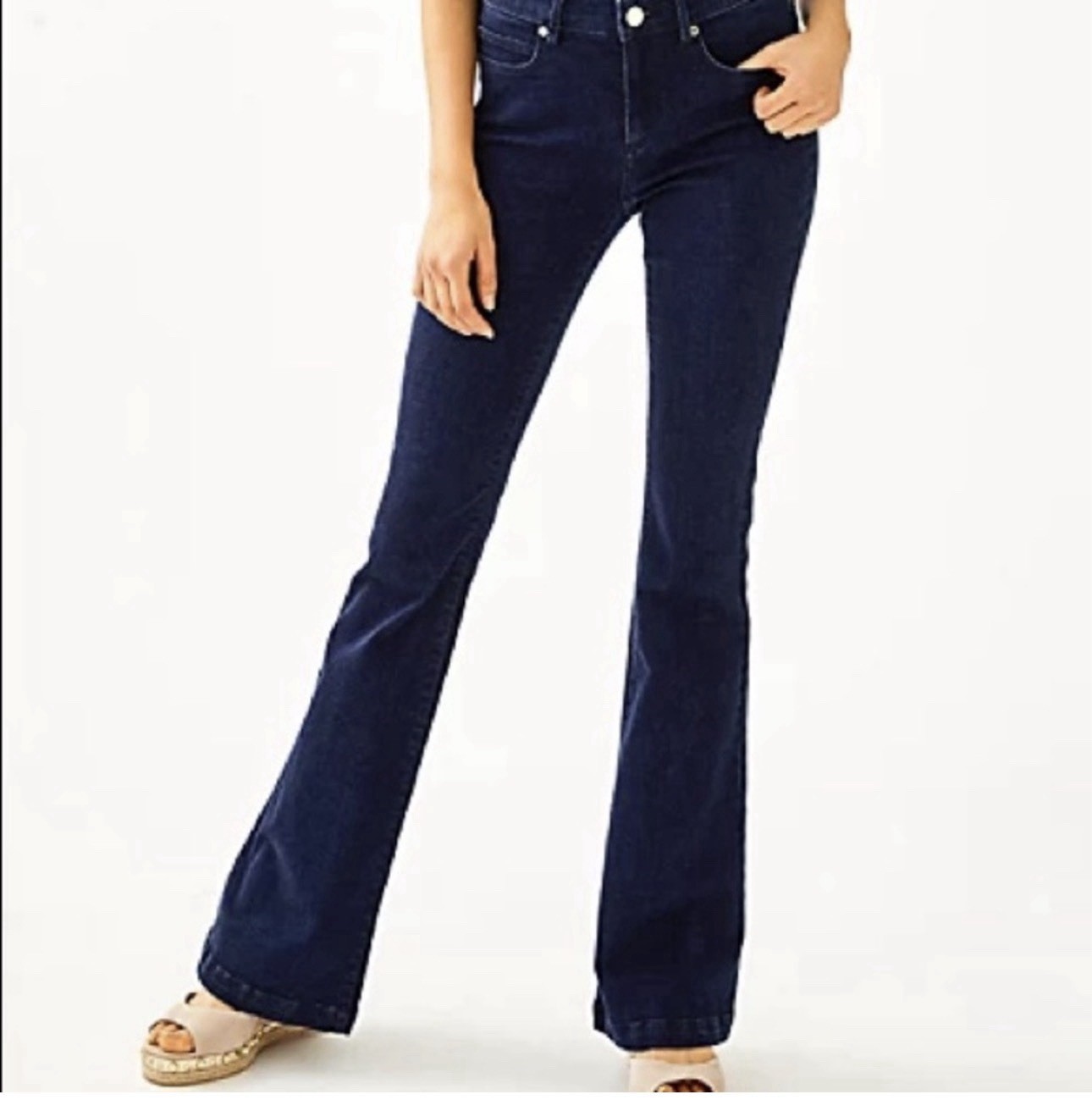 Lilly Pulitzer Main Line Fit Flare Jeans Womens 6 Dark Wash Stretch Denim Y2K