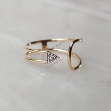 0.01 Ct Natural Diamond Band Ring 14K Yellow Gold Minimalist Valentine's Gift