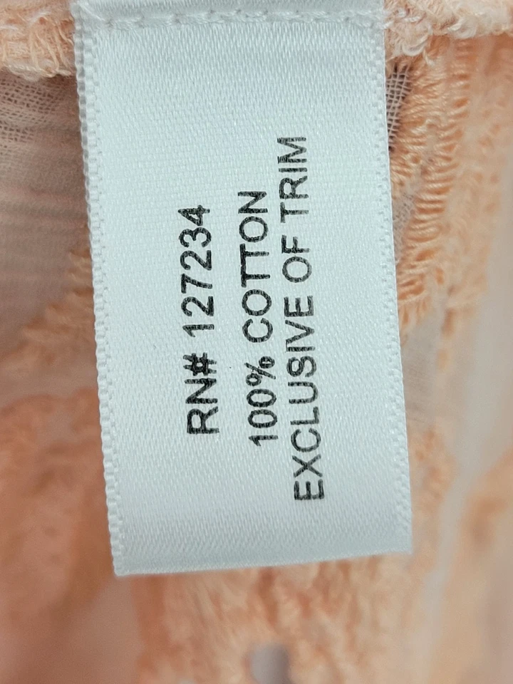 Boston Proper Top Mujer Mediano Naranja Ojales Encaje Ribete Semi Transparente Boho Campesino Foto 4 de 4