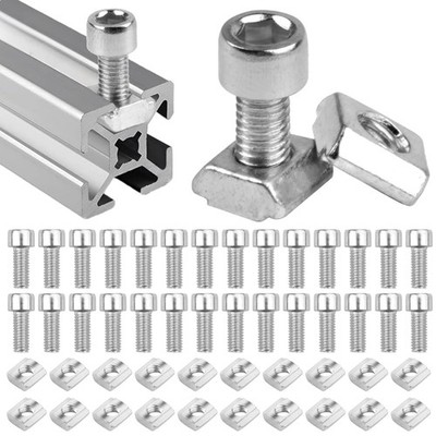 Hochwertiges M5 Nutstein Set für Aluminiumprofile, 40 Stück Muttern & Schrauben