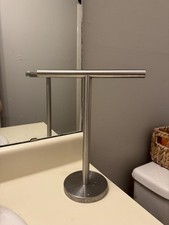 T-Shape Bath Hand Towel Holder Stand Stainless Steel Free Standing Rack Silver