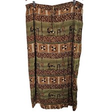 Vintage Y2K Stonebridge Skirt Womens Size 18W Brown Safari Animal Giraffe Zebra