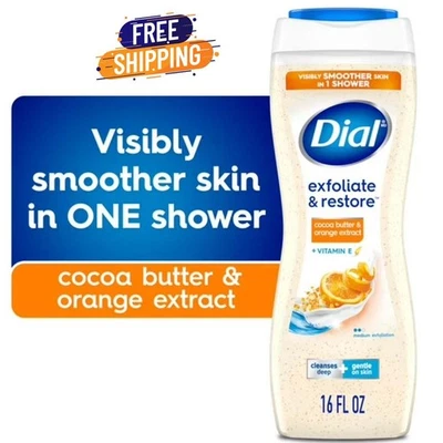 Dial Body Wash, Exfoliating Cocoa Butter & Orange Extract 16 Ounce Free Ship