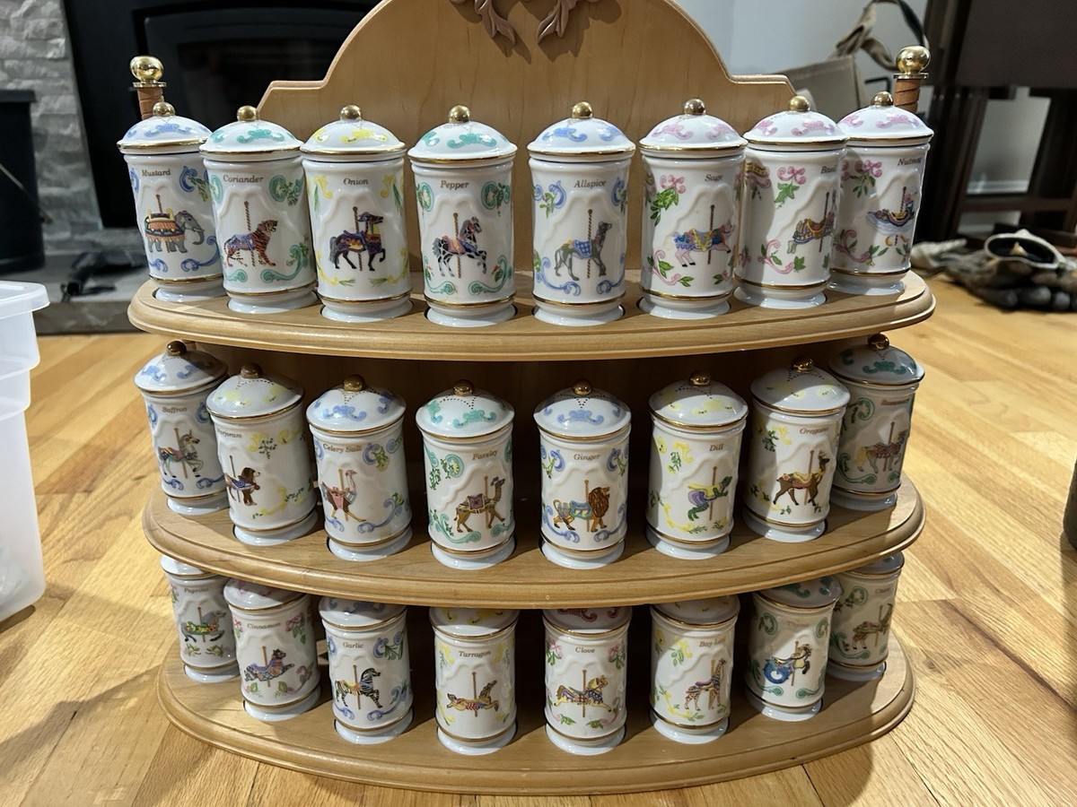 Lenox The Spice Carousel 24 Porcelain Spice Jars Vintage Animal
