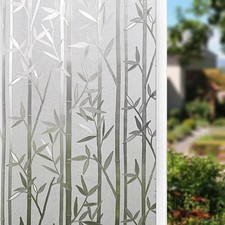 Finnez Frosted Bamboo Window Privacy Film Static Cling No-Glue Decorative Film