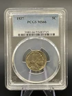 1937 5c Buffalo Nickel Coin PCGS MS-66 Gorgeous Luster Perfect Coin!
