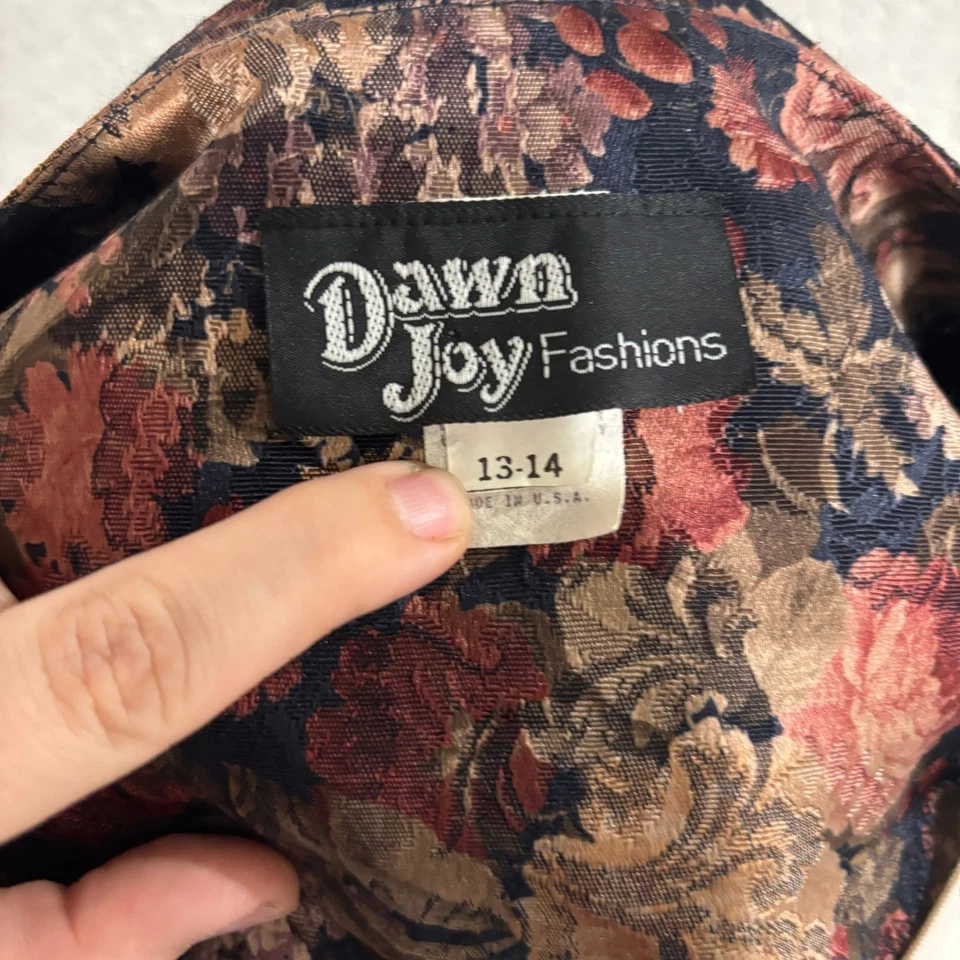 Conjunto Falda Blazer Floral Vintage Dawn Joy Fashions Talla 13 14 Hecho en EE. UU. Foto 3 de 4