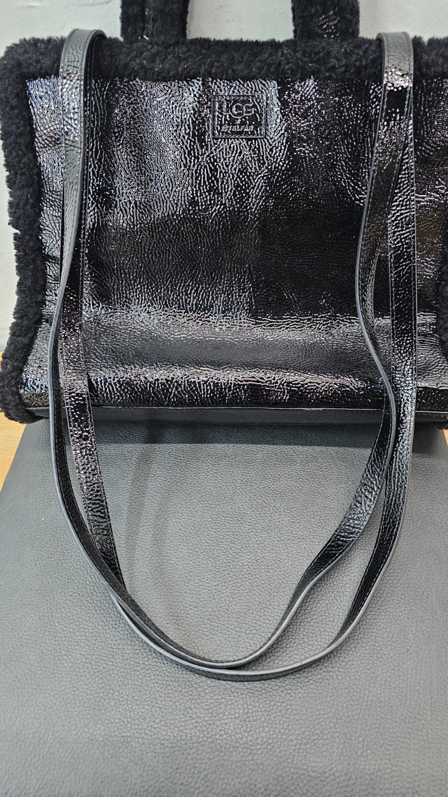 Telfar x UGG Leather Shopping Tote Bag Black -15"w, 12"H, 5"D. image 4