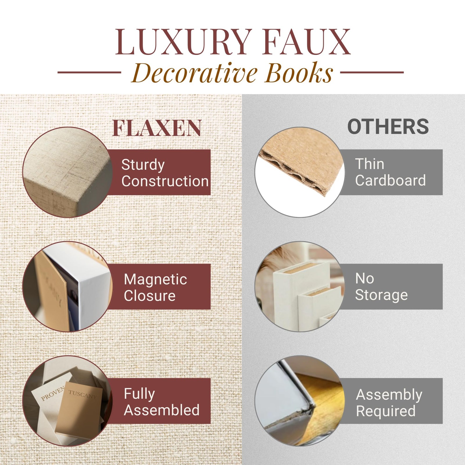 Decorative Books for Home Decor – Faux Book Storage Box Set with Magnetic Clo...