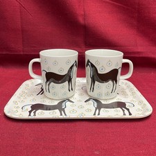 Marimekko Latte Mug Mustathamma Set 2 Mugs  Tray