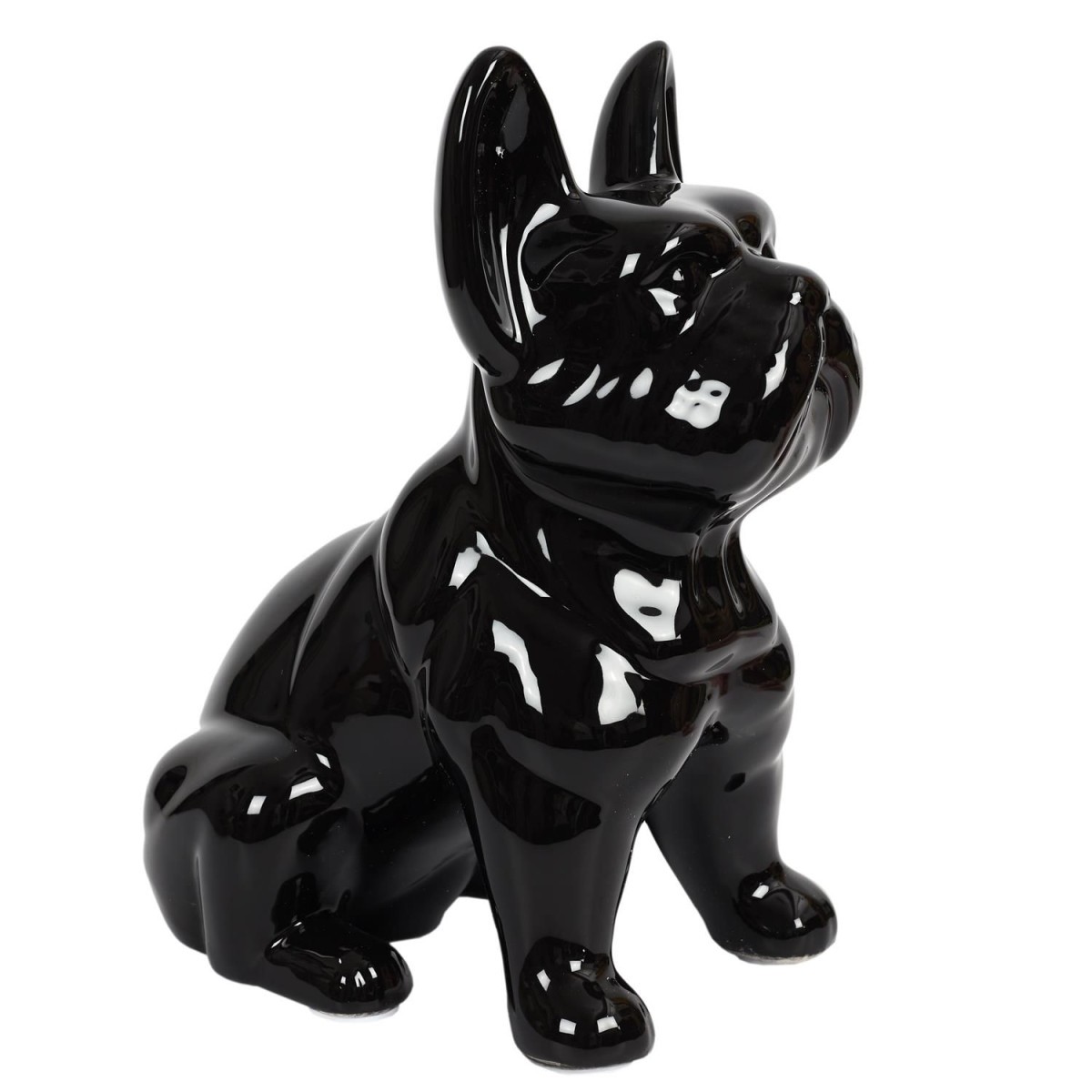 Bulldog en céramique noir de 30cm pour un salon moderne et design
