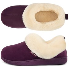 Women's Warm Bootie Slippers Winter Cozy House Shoes Non Slip 5-6 Purple