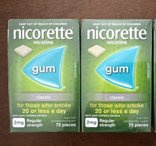 NICORETTE 2mg Classic/Original Nicotine Gum 2 Boxes / 150 Pieces - Exp 11/2026