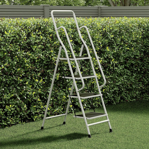 333409 Scala a 4 Gradini Sicurezza Pieghevole Antiscivolo E Resistente, 4 Passi - Foto 9 di 12