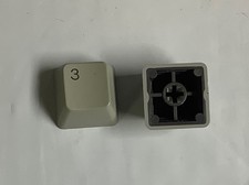 VINT Apple IIe 3 Three KEYCAP Platinum Blk Back Blk Lettering Orig. Replacement