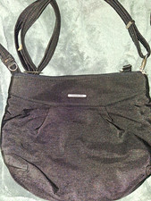 Travelon Black Crossbody Bag Zip Closure Pink Lining Silver Hardware Strap