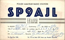 QSL radio card SP9AJL 1963 Krakow Poland Anatol Zawolek Lines