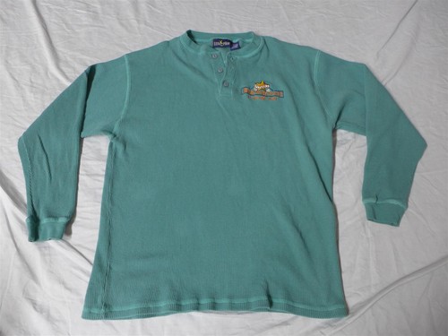 Vintage Luna Pier Teal Green FITGER'S BREWHOUSE Duluth, MN Ribbed Henley XL