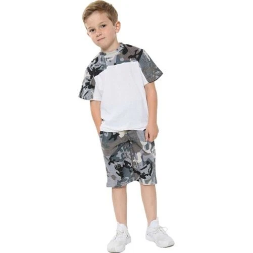 Kids Two Colour Block Top & Shorts Set Camo Charcoal Summer Wear Girls Boys 5-13
Opens in a new wind