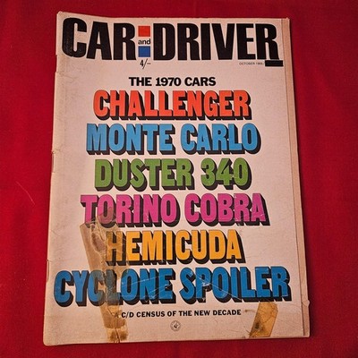 Car and Driver Magazine October 1969 (1244) 1970 Cars Challenger Monte Carlo Hem