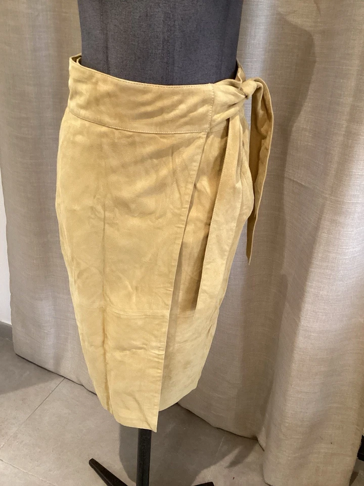 Superbe Jupe Porte Feuille Daim Sable Bash 36 Neuve Valeur 370€ Etiquette - Photo 2/4