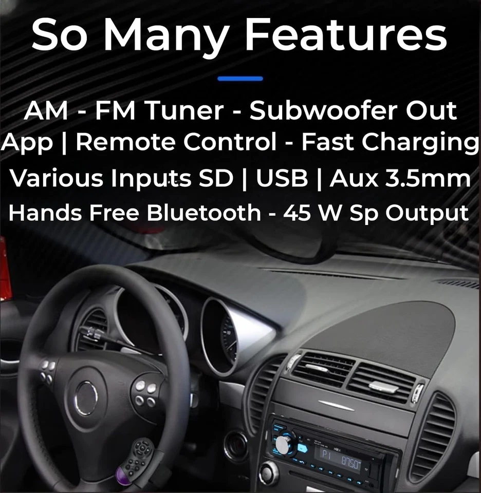 Car Stereo with Bluetooth, Media Player Subwoofer Outputs, Single Din Car Radio - Image 4 of 4