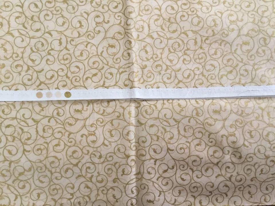 “Festive Trimmings” Gold Metallic Swirls Hoffman California International 3/4 Yd - Image 2 of 3