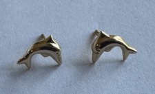 14k Yellow Gold Dolphin Stud Earrings