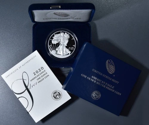 2020-W $1 AMERICAN SILVER EAGLE PROOF  1 oz .999 GEM PROOF w/OGP & COA  A6801