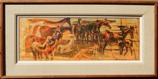 LISTED Phil Paradise Large Mid-Century Herd of Horses Signed Serigraph NO RESERV