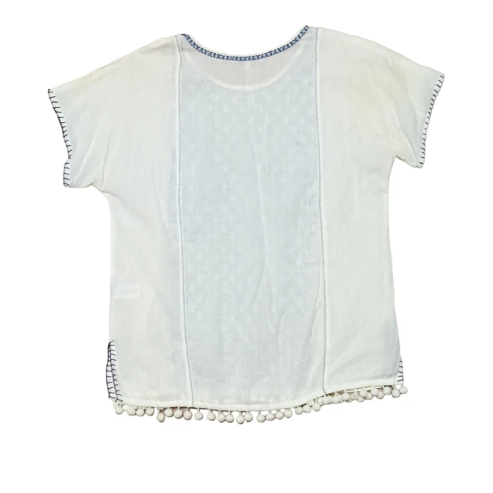Madewell pom pom fringe Peasant Top - Image 2 of 4