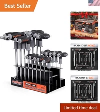 Hex Key Wrench Set 18pc T-Handle Allen Wrench Inch Metric Ball End Chrome Van...