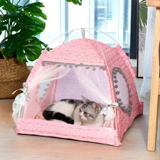 Cat Princess Indoor Tent House Pet Dog Cute Floral Cave Nest Bed Porta