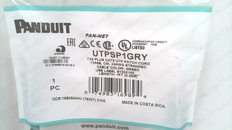 ПАТЧ-ШНУР PANDUIT UTPSP1GRY ETHERNET, 1 ФУТ, СМ. ОПИСАНИЕ NO331292 - Изображение 4 из 4