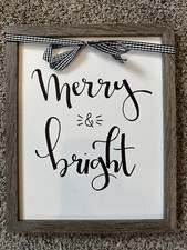 Christmas Decor. Merry  Bright Wall Art 11X9- Christmas Picture
