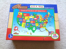 USA Map Jumbo 48 Pieces Floor Puzzle by Wood 'N Things Size is 2x3 Feet