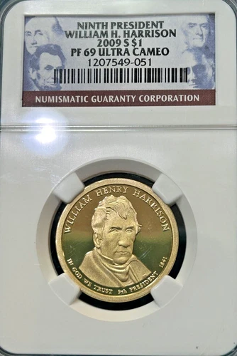 2009 S William H. Harrison 9th President $1 NGC PF 69 Ultra Cameo