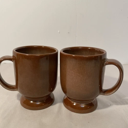 Pair Of Vintage Brown Frankoma Cups C2 