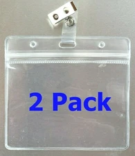 2 ID Zip Lock Zipper Card Holder 4x3 Metal Clip Airline Cruise Waterproof Record