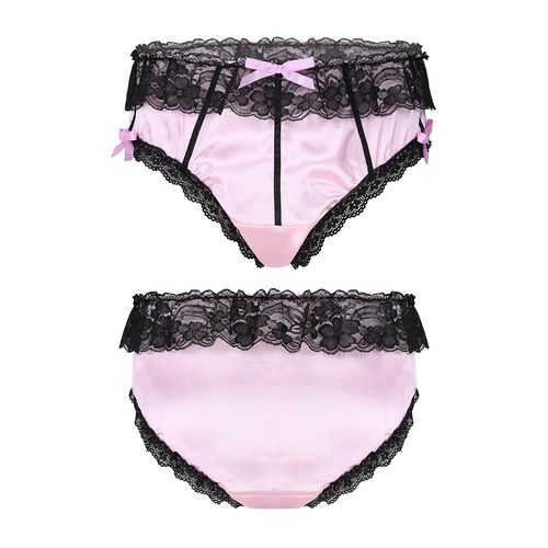Men Lingerie Sissy Underwear See-through Chiffon Bowknot Frilly Crossdress Brief - Picture 61 of 89