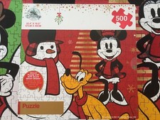 Disney Store Christmas Puzzle Mickey Minnie Pluto 500 Piece Deluxe Holiday 2017