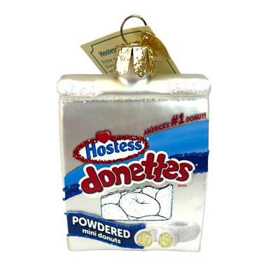 Old World Christmas Glass Blown Ornament Hostess Donettes New w/ Gift Box