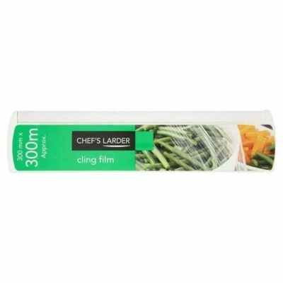 Chef's Larder Cling Film 300mm x 300m Plastic Dispenser Box Easy Cut Metal Blade