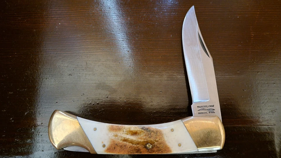 Navaja de Bolsillo Parker Imai K-139 De Colección Bloqueo Trasero 1 Hoja Años 80 Hecha en Japón Foto 4 de 4